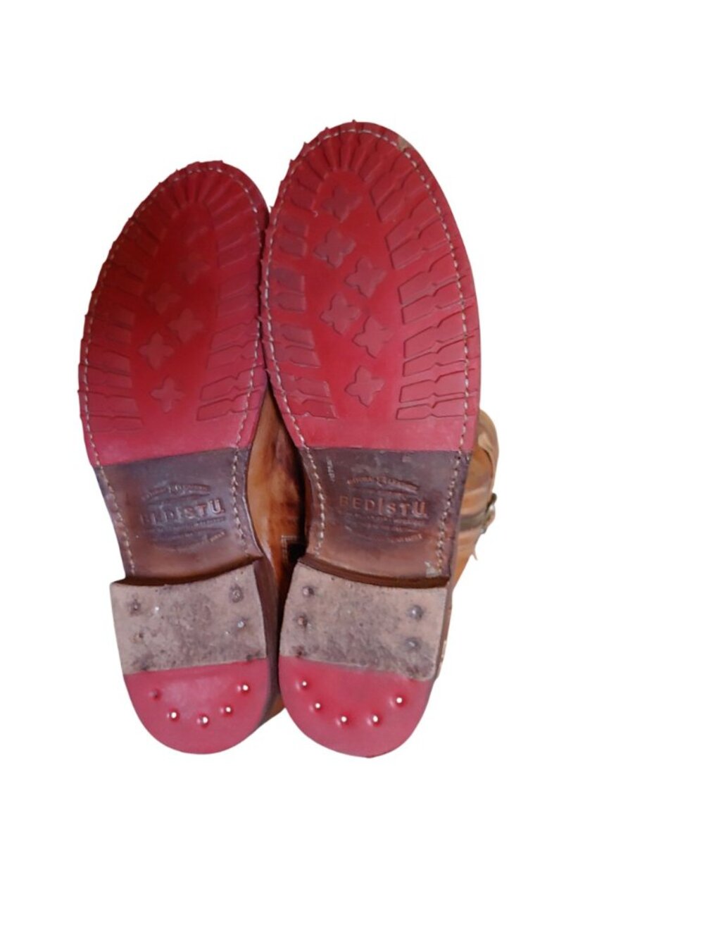 BED STU Gogo Lug Boots Tan Rustic Leather Moto Harness Buckle Boho Western 10 - Picture 6 of 11